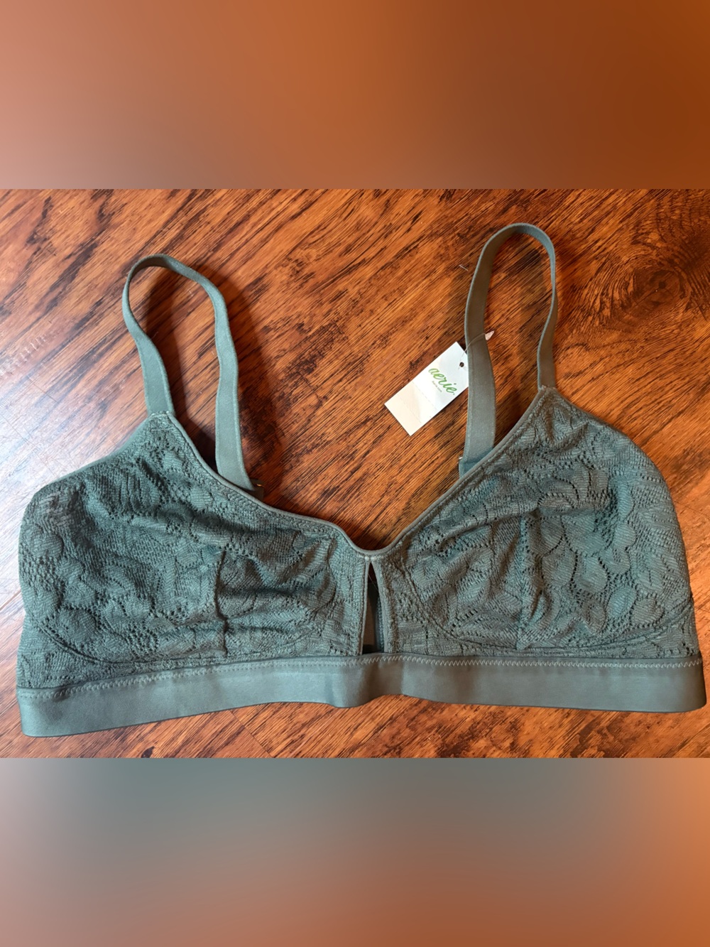 aerie Lace Wireless Bralette - Olive